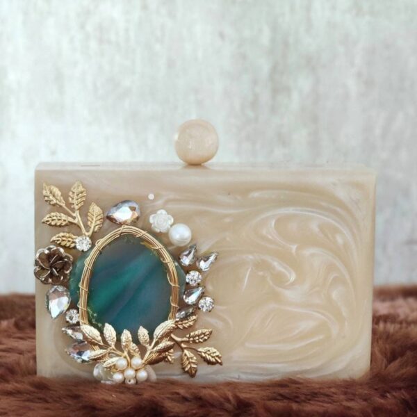 Cream Beige Resin Clutch